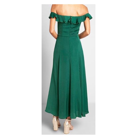 Modcloth Ruffled and Radiant Off-the-Shoulder Dress New With Tags Size S green - Picture 2 of 6